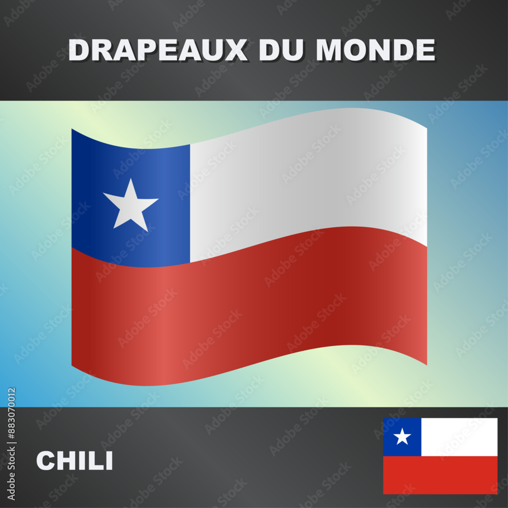 Drapeau ondulé par le vent du chili Drapeau ondulé par le vent du chili