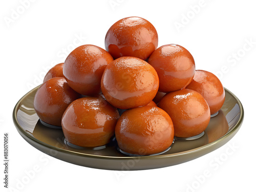 Quadro su tela Tasty gulab jamun glazed with syrup isolated on a transparent background