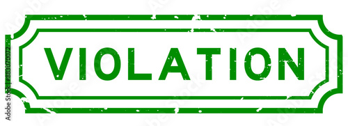 Grunge green violation word rubber seal stamp on white background