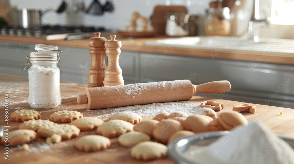Homemade cookies on kitchen counter. Homemade cookies on kitchen counter.