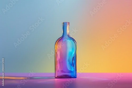 A bottle interior displaying a gradient of vivid colors blending seamlessly photo