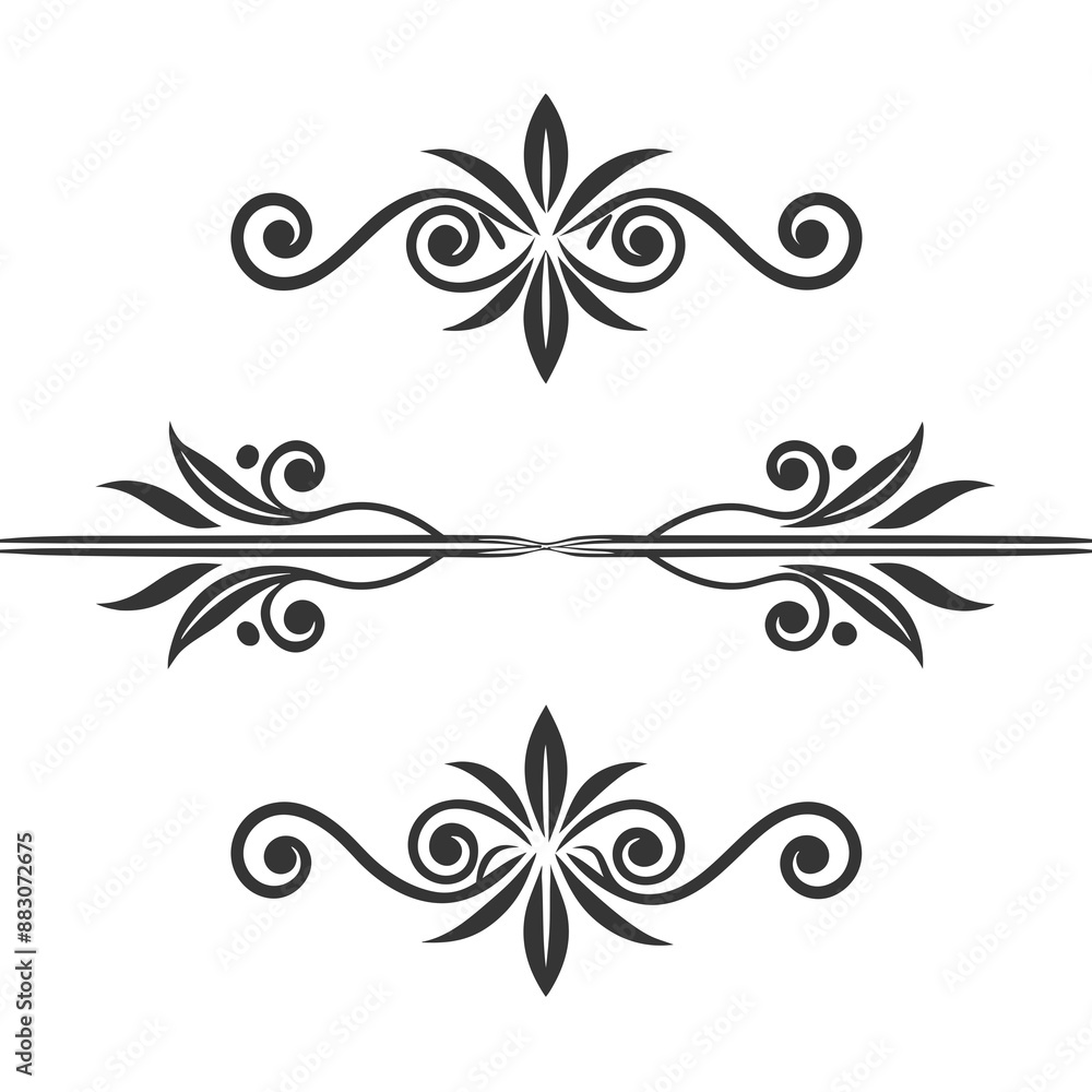 Set of decorative Divider Line vector silhouette illustration on white background Set of decorative Divider Line vector silhouette illustration on white background