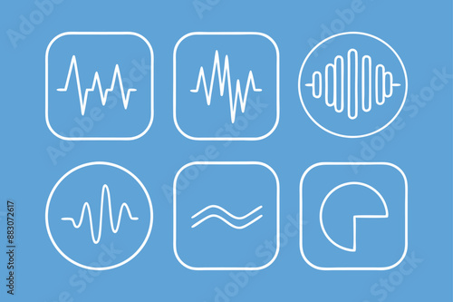 hand drawn doodle audio wave icon set.