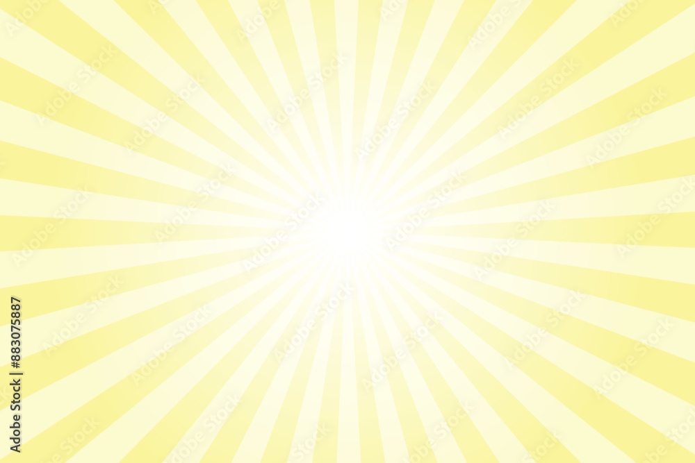 Yellow background with white sun ray. Pattern of starburst. Abstract light canary yellow texture with light of sunburst. Radial beam of sunlight. Retro background with flash. Design of sunbeams. Yellow background with white sun ray. Pattern of starburst. Abstract light canary yellow texture with light of sunburst. Radial beam of sunlight. Retro background with flash. Design of sunbeams.