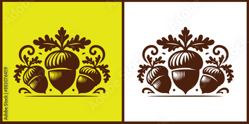 acorn icon set Oak nut Oak seed Oak apple collection Vector illustration