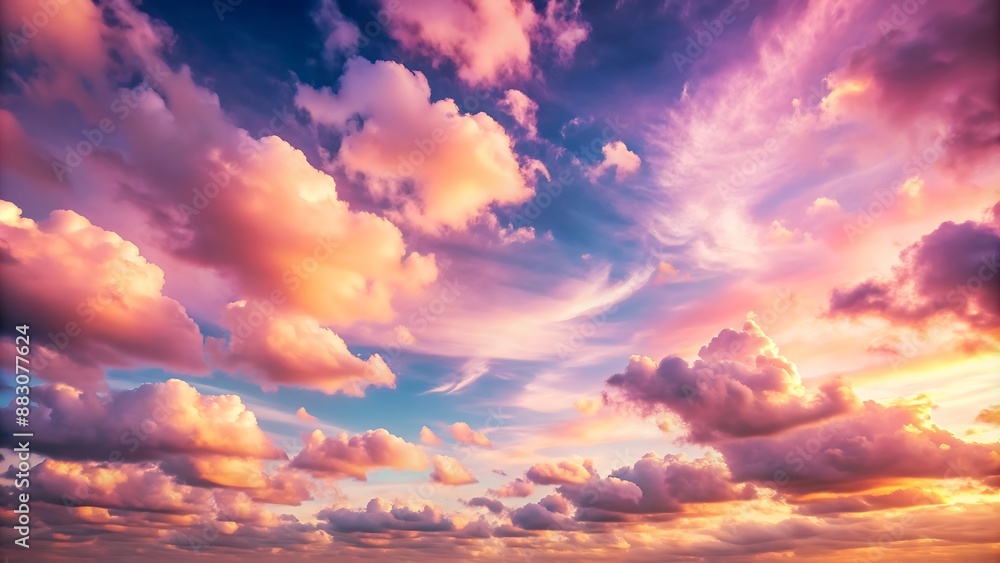 Obraz premium Dramatic Sunset Sky with Pink and Orange Clouds.