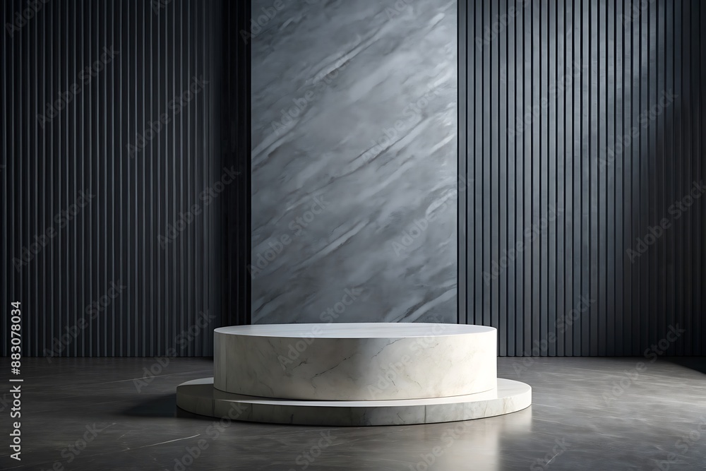 Marble Pedestal on Black and White Background. Marble Pedestal on Black and White Background.