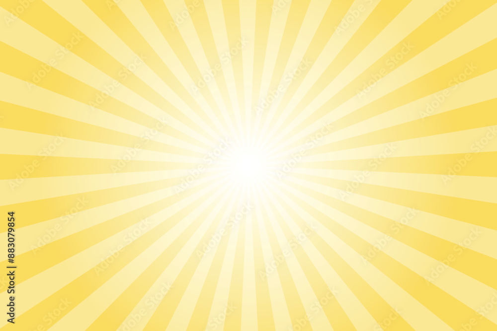 Yellow background with white sun ray. Pattern of starburst. Abstract macaroon yellow texture with light of sunburst. Radial beam of sunlight. Retro background with flash. Design of sunbeams. Yellow background with white sun ray. Pattern of starburst. Abstract macaroon yellow texture with light of sunburst. Radial beam of sunlight. Retro background with flash. Design of sunbeams.