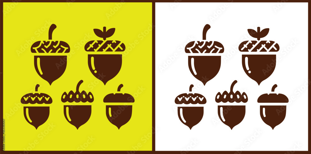 acorn icon set Oak nut Oak seed Oak apple collection Vector illustration acorn icon set Oak nut Oak seed Oak apple collection Vector illustration