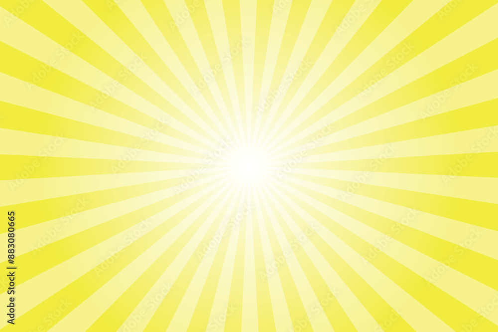 Yellow background with white sun ray. Pattern of starburst. Abstract maximum yellow texture with light of sunburst. Radial beam of sunlight. Retro background with flash. Design of sunbeams. Yellow background with white sun ray. Pattern of starburst. Abstract maximum yellow texture with light of sunburst. Radial beam of sunlight. Retro background with flash. Design of sunbeams.