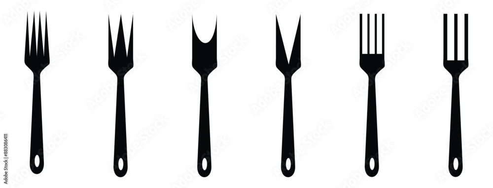 Fork, knife, spoon set icons.