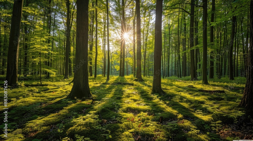 Naklejka premium Verdant forests in peaceful ambiance