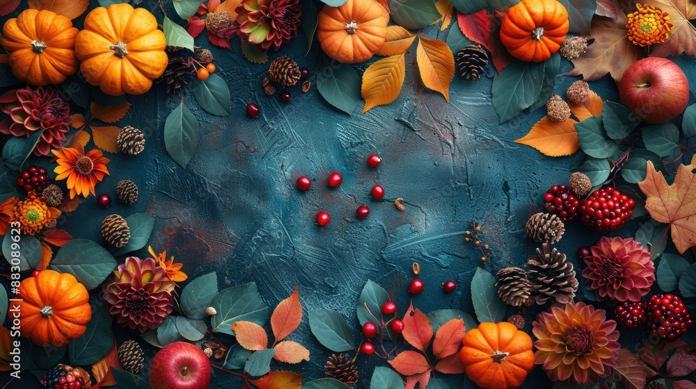 Colorful Autumn Thanksgiving Setting Background Colorful Autumn Thanksgiving Setting Background