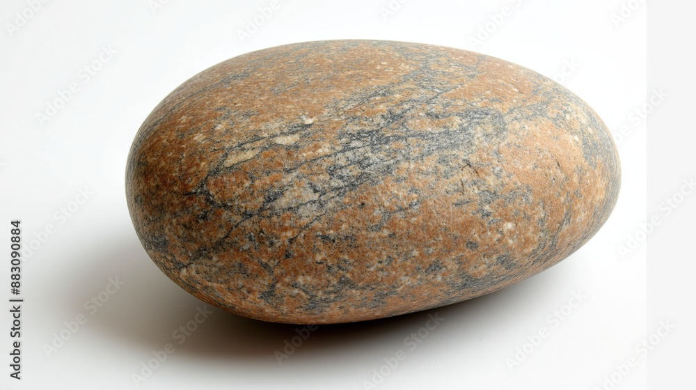close up side view on one single smooth pebble stone on white background close up side view on one single smooth pebble stone on white background