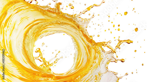 splash of yellow liquid on a transparent background