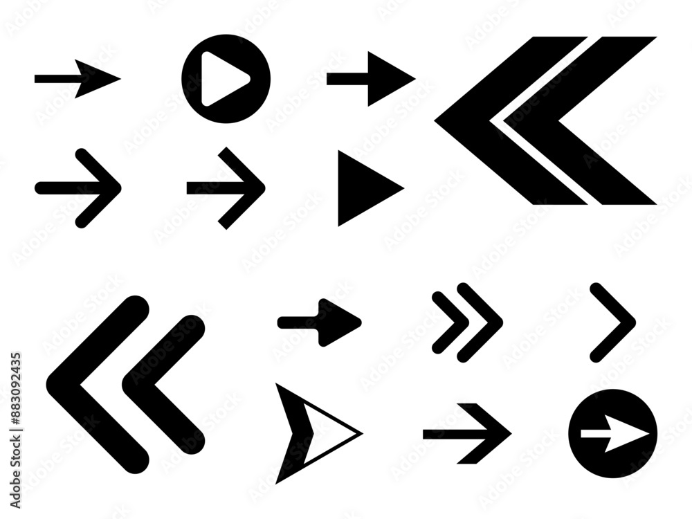 Arrow icon set isolated on white background. Trendy collection of different arrow icons in flat style for web site. Create arrow template for app, ui and logo Arrow icon set isolated on white background. Trendy collection of different arrow icons in flat style for web site. Create arrow template for app, ui and logo