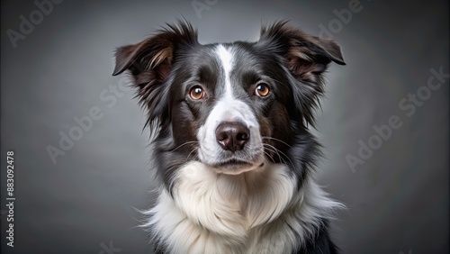 Beautiful Border Collie Mix Breed Dog sitting in a serene pose, border collie, mix breed, dog, beautiful, sitting, peaceful, serene © Sujid