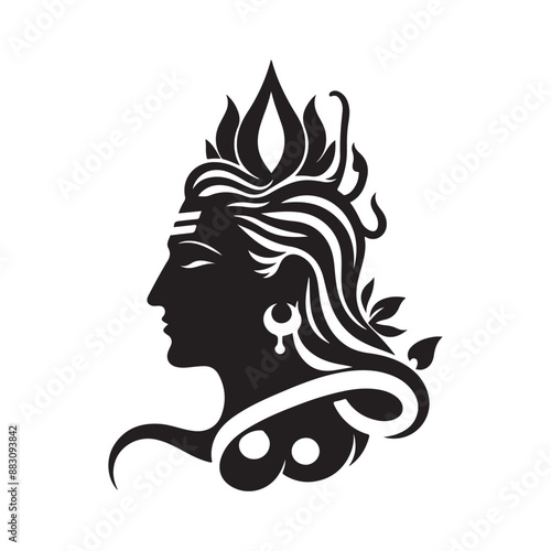 black silhouette mahadev head vector