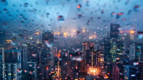 Wallpaper Mural Misty and Atmospheric City Skyline with Heavy Rainfall Torontodigital.ca