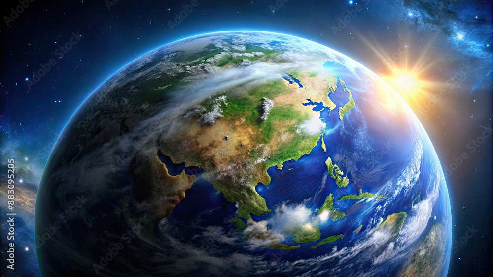 Beautiful image of the Earth from space, planet, world, globe, space, universe, blue marble, environment Beautiful image of the Earth from space, planet, world, globe, space, universe, blue marble, environment