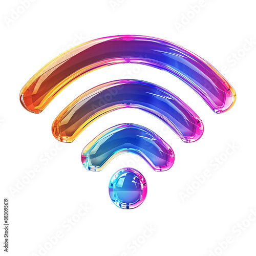 WIFI signal symbo, rainbow glowing 3d style