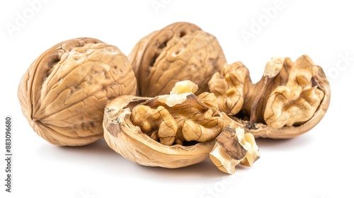 Walnut Kernel on White Background