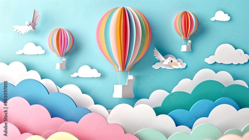 3d wallpaper colorful paper cut art baby air balloon Colorful ba 3d wallpaper colorful paper cut art baby air balloon Colorful ba