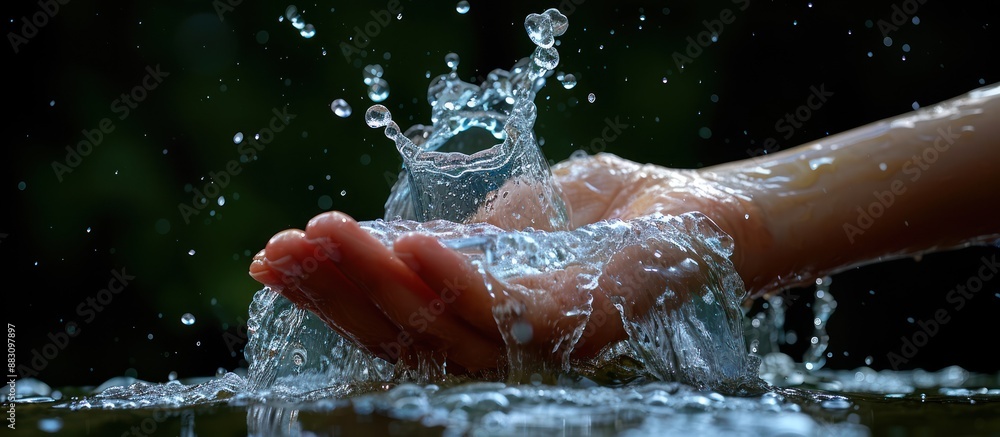 Fototapeta premium Water Splashing in a Hand