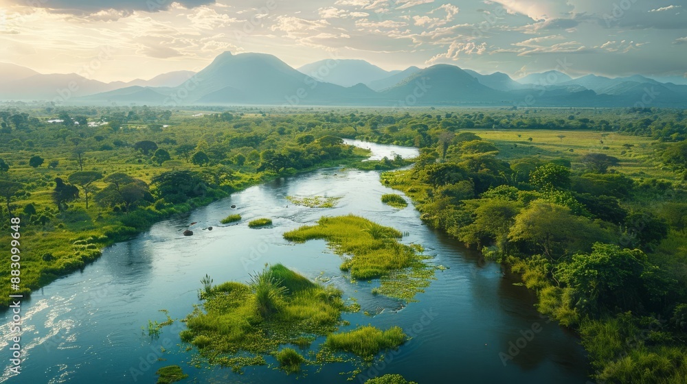 Aerial perspective of a serene national park with diverse wildlife and natural landscapes, Realism, HighResolution, Photography, conservation and adventure Aerial perspective of a serene national park with diverse wildlife and natural landscapes, Realism, HighResolution, Photography, conservation and adventure