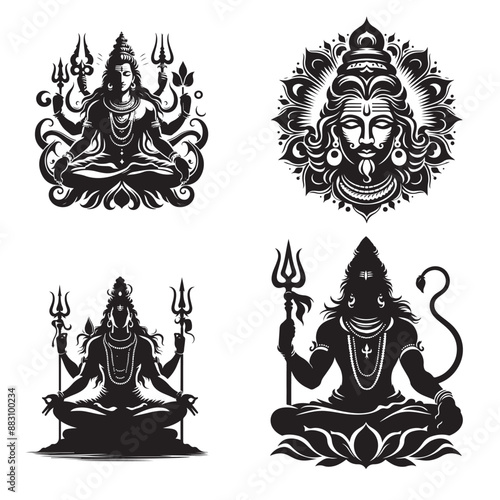 black silhouette mahadev head vector