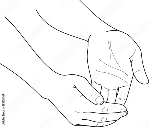 Human Hand Exercise. Hand drawn in thin line style