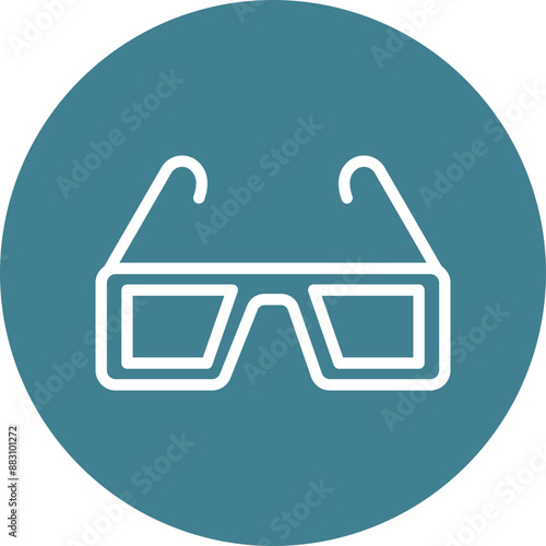 3d Glasses Vector Line White Circles Multicolors