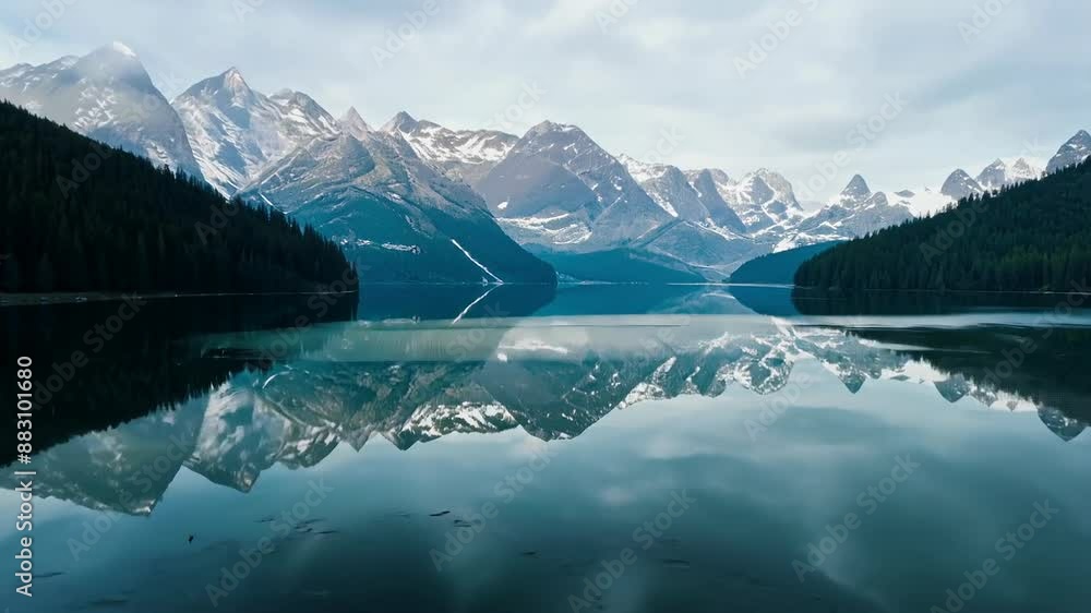 Tranquil mountain lake reflection in serene wilderness Tranquil mountain lake reflection in serene wilderness