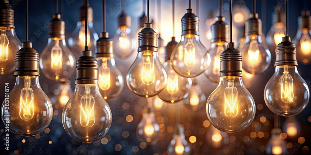 Background of floating light bulbs with glowing filaments, casting an ethereal glow , ethereal, floating Background of floating light bulbs with glowing filaments, casting an ethereal glow , ethereal, floating