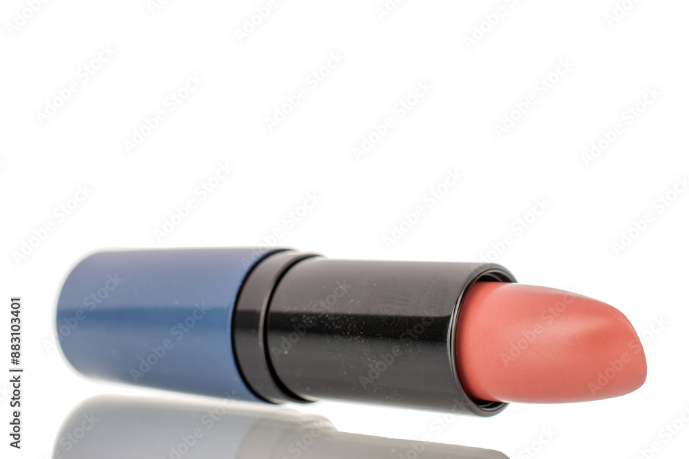 One lipstick, macro, isolated on white background. One lipstick, macro, isolated on white background.