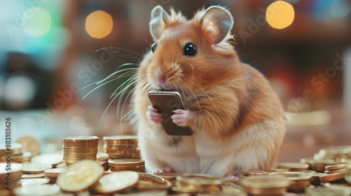 hamster in a coins photo