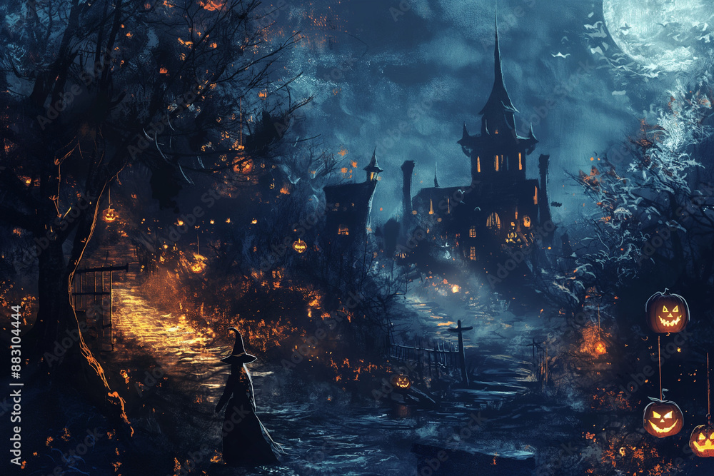 Obraz premium Halloween post card background, poster, frame image