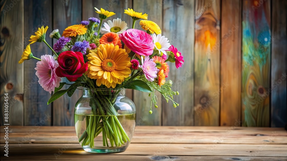 Beautiful bouquet of colorful flowers in a clear glass vase, floral arrangement, vibrant, garden, bloom, centerpiece, bright Beautiful bouquet of colorful flowers in a clear glass vase, floral arrangement, vibrant, garden, bloom, centerpiece, bright