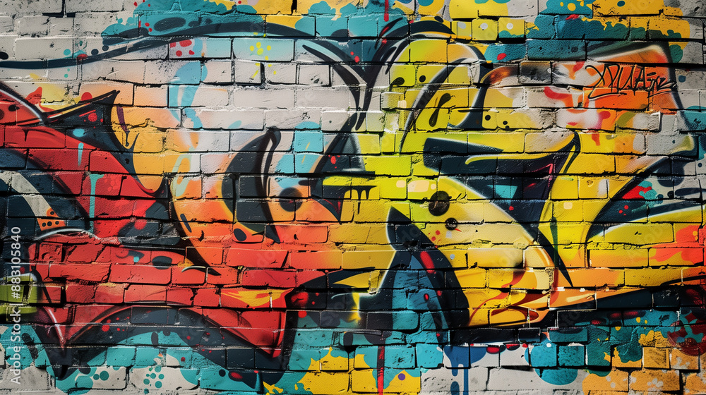 Obraz premium Graffiti alphabet mural on a large wall