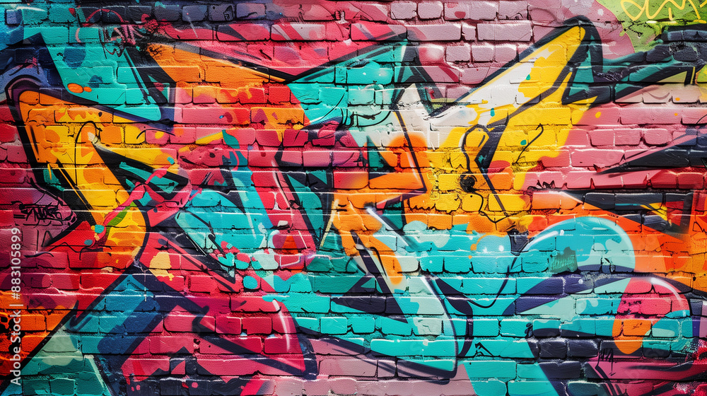 Fototapeta premium Graffiti alphabet mural on a large wall