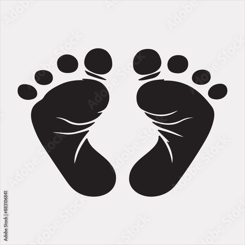 Baby Footprint silhouette vector on a white background