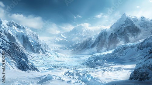 Wallpaper Mural Majestic glacier with deep blue ice, rugged mountains in the background, and a clear sky Torontodigital.ca