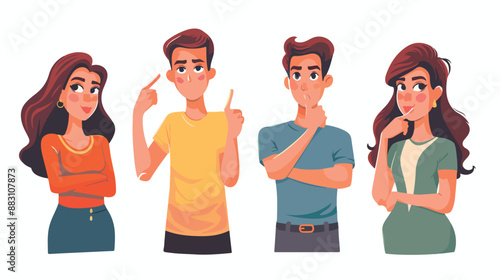 Four of Male and Female Characters Expressing Silence