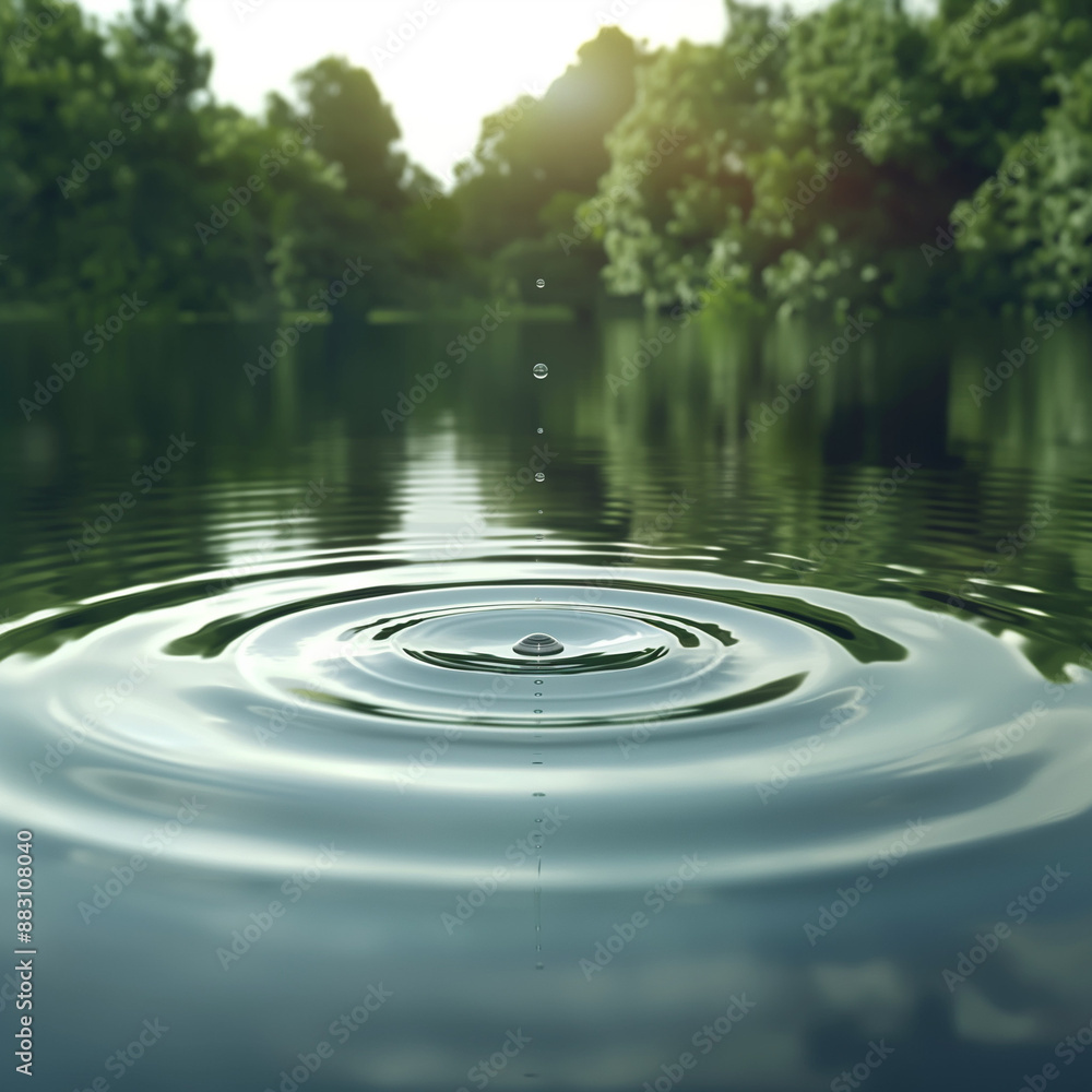 Raindrop hitting the surface of a calm pond Raindrop hitting the surface of a calm pond
