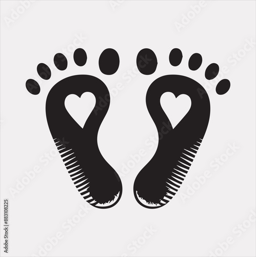 Baby Footprint silhouette vector on a white background