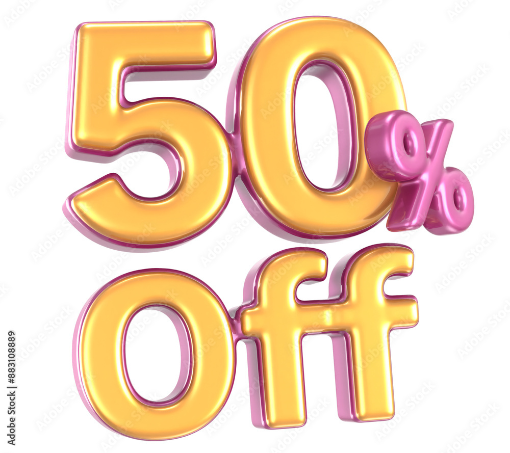 Number 50 Percent Off 3D Render Number 50 Percent Off 3D Render