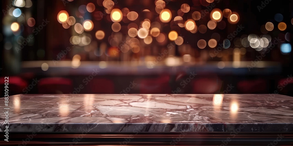 Marble Tabletop with Warm Bokeh Lights Marble Tabletop with Warm Bokeh Lights