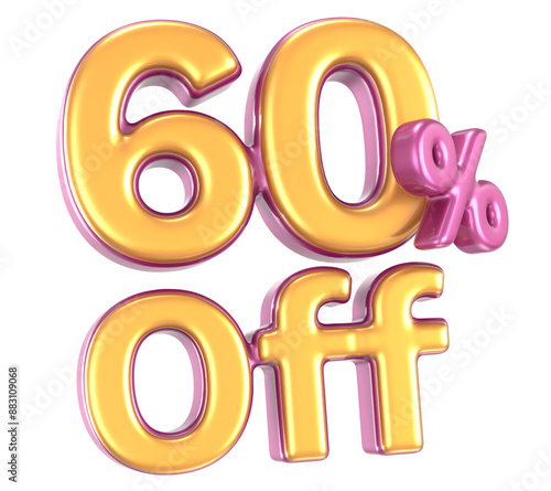 Number 60 Percent Off 3D Render