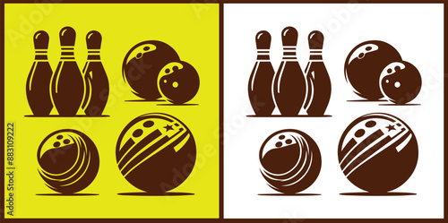 bowling ball icon set bowling ball symbol collection Vector illustration