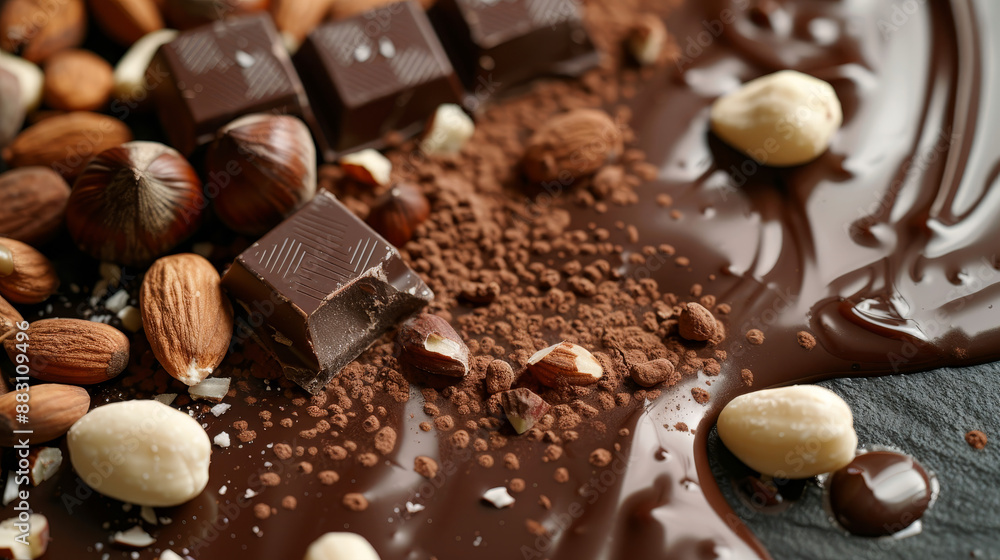 background that highlights the deliciousness of chocolate and hazelnuts, perfect for any food-related content background that highlights the deliciousness of chocolate and hazelnuts, perfect for any food-related content